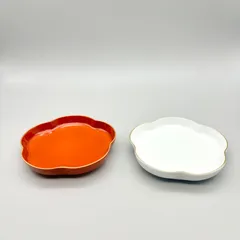 宮内庁御用達 有田焼 深川製磁 睦皿揃 梅花型 金彩縁 紅白梅 皿　浅鉢 径14㎝