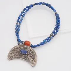 M456 ラピスラズリ レッドアゲート 赤瑪瑙 メノウ ネックレス デザイン シルバー ヴィンテージ 12月誕生石