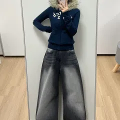 アバクロンビー ウルフWHO刺繍 ロゴ ネイビー ジップアップ