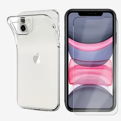 【数量限定】For iPhone 11 対応 【液晶保護フィルム・TPU セット】 衝撃吸収 2Dソフト保護フィルム 4層構造 + TPU素材 ソフトケース（フィルム:クリアケース:クリア）