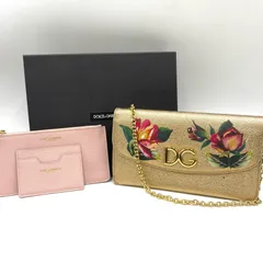 DOLCE & GABBANA D&G ドルチェアンドガッパーナ　チェーンウォレット　チェーンショルダーバッグ　財布　ロゴ　フラワー　ゴールド　ポシェットのサムネイル