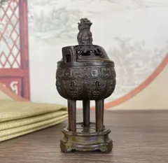 銅器 香炉 竜紋香炉 檀香炉 鼎 香道具 茶道具装飾品 現代工芸品