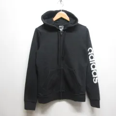 アディダス adidas スウェット ジップ フーディー パーカー リニアロゴ OT 黒 ブラック スポーツウェア
