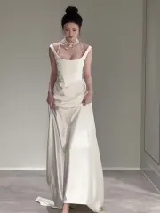 ウェディングドレス、花嫁用ドレス、高級パーティー用ドレス、肩出しロングドレス'パーティードレス