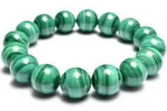 【１点物】美麗◇縞模様 マラカイト(孔雀石)　13mm　ブレスレット パワーストーン 天然石 _MC3649