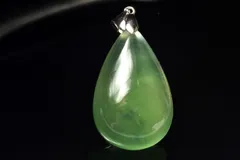 【１点物】シルバー925◇とろみグリーン サーペンティン　28x18mm　ドロップ ペンダントトップ パワーストーン 天然石 _PC8816