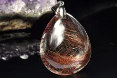 【１点物】シルバー925◇高発色 ブロンズルチルクォーツ　28x22mm　ドロップ ペンダントトップ パワーストーン 天然石 _PC8742