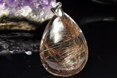 【１点物】シルバー925◇高発色 ブロンズルチルクォーツ　33x24mm　ドロップ ペンダントトップ パワーストーン 天然石 _PC8748