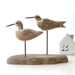 鳥 置物 オブジェ 雑貨 木製 かわいい おしゃれ ウッド オブジェ ペア ナチュラル ウッドオブジェ ナチュラルウッドのペアバード
