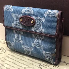 セリーヌ 2つ折り 財布 ヴィンテージ マカダム柄 キャンバス FY104