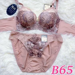 ブラショーツセット B65 豪華刺繍  花柄 フラワー  ブラウンピンク系 大人可愛い セクシー  フルバック ランジェリー 下着セット