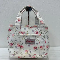 8399　Cath Kidston　キャスキッドソン　 ハンドバッグ　キャンバス　花柄　 総柄　ホワイト系　白　レディース