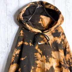 【入手困難】ナイキ NIKE センターロゴ刺繍 タイダイ ブラック ブリーチ パーカー#0412