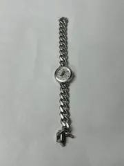 【美品】アニエスベー 腕時計 レディース シルバー チェーン ブレス V401 電池式