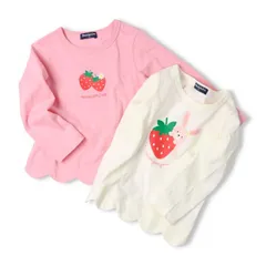 moujonjon いちごプリント裾スカラップ長袖Tシャツ　m26804