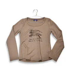 BURBERRY BLUE LABEL バーバリー エクストリアン ナイト プリント 長袖 Tシャツ カットソー size 38 ベージュ レディース