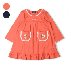 moujonjon ポケットいちご刺繍長袖ワンピース　m26304
