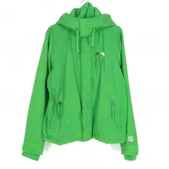 アバクロンビー＆ピーチ メンズ 秋冬 起毛 フードジップアップ グリーン XL (HU42423)