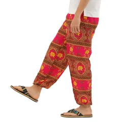 [沖縄技研] アジアンパンツ サルエルパンツ アラジンパンツ メンズ レディース エスニック ロングパンツ AP-TYS (ピンク) [ピンク]