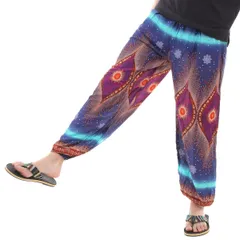 [沖縄技研] アジアンパンツ サルエルパンツ アラジンパンツ メンズ レディース ユニセックス エスニック ロングパンツ ピーコック (ピーコックネイビー) [ピーコックネイビー] [Free Size]