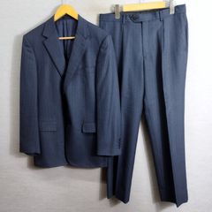 ノートン ウール100% ストライプ セットアップ ネイビー ビジネス LL