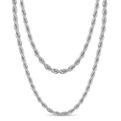 [AREUM] ネックレス ロープチェーン チェーンのみ メンズ かっこいい シンプル 高見え ステンレス 人気 スパイラルデザイン (55, チェーン幅 3mm) [55] [チェーン幅 3mm]