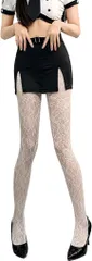 TOMOTHY レースタイツ 柄タイツ 柄ストッキング ハロウィン 花柄 (ホワイト,  Free Size)
