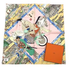 美品 HERMES エルメス スカーフ カレ90 シルク JEUX D'OMBRES 影絵遊び