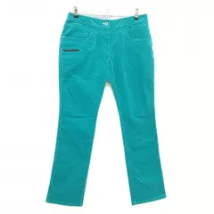 【超美品】マンシングウェア コーデュロイパンツ グリーン ロゴ刺しゅう レディース 15 ゴルフウェア Munsingwear