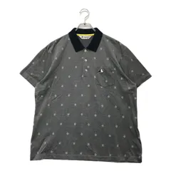 中古 メンズ ブラック＆ホワイト BLACK&WHITE 半袖ポロシャツ LL 紺系 ネイビー 総柄