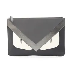 フェンディ FENDI セカンドバッグ クラッチバッグ BAGBUGS バックバグズ モンスター アイズ ブラック/シルバー レザー モンスター バグズアイ クラッチバッグ