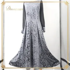 フラダンス 衣装 ワンピース ドレス ブラック系 アロハスタンダード 日本製 ALOHA STANDARDS ベロア チュール バラ フラワープリント グレイ系 黒 灰色 ハワイアン アロハ フラ ダンス レッスン 練習 華やか 大人っぽい モノトーン