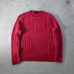 110 ポロラルフローレン レッド ケーブル編み ニット