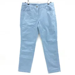 【美品】マンシングウェア コーデュロイパンツ ライトブルー ロゴ刺しゅう 裏微起毛  レディース 15 ゴルフウェア Munsingwear