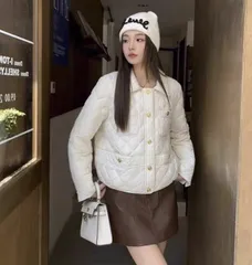 新作 冬 ダウン コート レディース ショート丈 韓国風 お洒落 軽量 ダックダウン シングルブレスト ４色 ホワイト ブラック カーキ ピンク