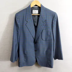 トザキ テーラード ジャケット チェック柄 背抜き PALINURO ウール メンズ ブルー系 背広 古着 レトロ A130