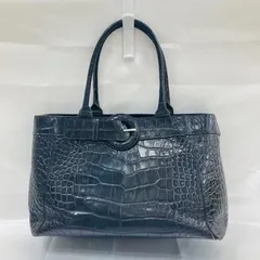 A【中古品】FULRA フルラ クロコ 型押し ハンドバッグ トートバッグ 黒