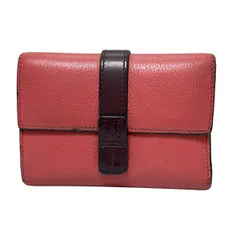 LOEWE(ロエベ) 3つ折り財布 スモール バーティカルウォレット ピンク×ボルドー レザー