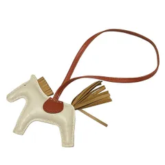 HERMES(エルメス) キーホルダー(チャーム) ロデオチャームPM 白×ベージュ×ブラウン