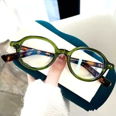 おしゃれ 老眼鏡 +3.00 ブルーライトカット 丸メガネ 緑 グリーン べっ甲風 軽量 リーディンググラス 北欧風 クラシックデザイン シニアグラス