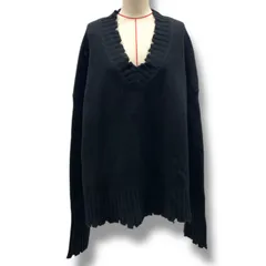 ESSEN.LAUTREAMONT エッセンロートレアモン LAMB デストロイ Vネックセーター ニット ウール ダメージ加工 オーバーサイズ 3172-87075-3 黒 ブラック 38サイズ レディース 冬 ゴーゴー古着久喜倉庫店 4 北1524