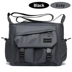 グレー　ショルダーバッグ メンズ A4対応 大容量 撥水 軽量 斜めがけ メッセンジャーバッグ 多ポケット 通勤通学