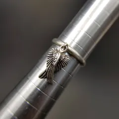 フェザー 羽根 チャーム 925 シルバー ヴィンテージ バンド リング 銀 指輪 細幅 モチーフジュエリー R15-B