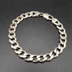 シンプル 喜平チェーン 925 シルバー ヴィンテージ ブレスレット 銀 英国 Birmingham Convention マーク 重厚感 定番 メンズ R15-I④