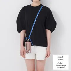 【青×ベージュ】ajew　エジュー ストラップ ショルダー 紐