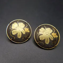 象嵌 装飾 花々 ヴィンテージ クリップ イヤリング ラウンド レトロ 上品な存在感 フローラル R15-Q