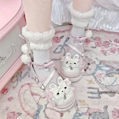 lolita レディース リボン パンプス いちごミルキー 歩きやすい 厚底 メリージェーン ロリータ パンプス　4色からお選び