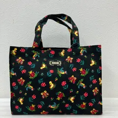 8147　FEILER　フェイラー　ハンドバッグ　 ハイジ　てんとう虫　蝶々　花　総柄　 キャンバス　ブラック系　黒　ミニバッグ　 レディース