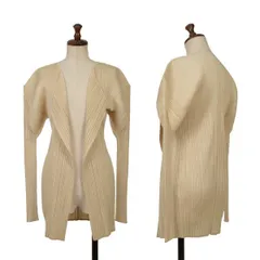  プリーツプリーズPLEATS PLEASE プリーツボタンレスカーディガン ベージュ3