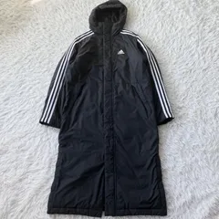 状態良 adidas アディダス ベンチコート ロングコート 防寒 ブラック 防風  古着 4725